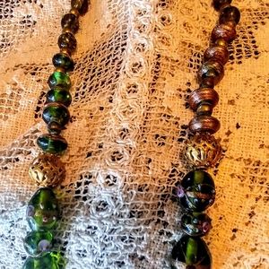 Vintage Green Venetian Glass Necklace
